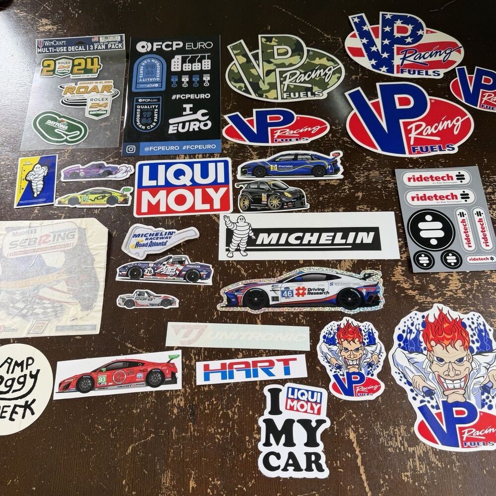 Racing Sticker Decal Lot VP Fuels Liqui Moly Michelin Unitronic IMSA Daytona Rlx